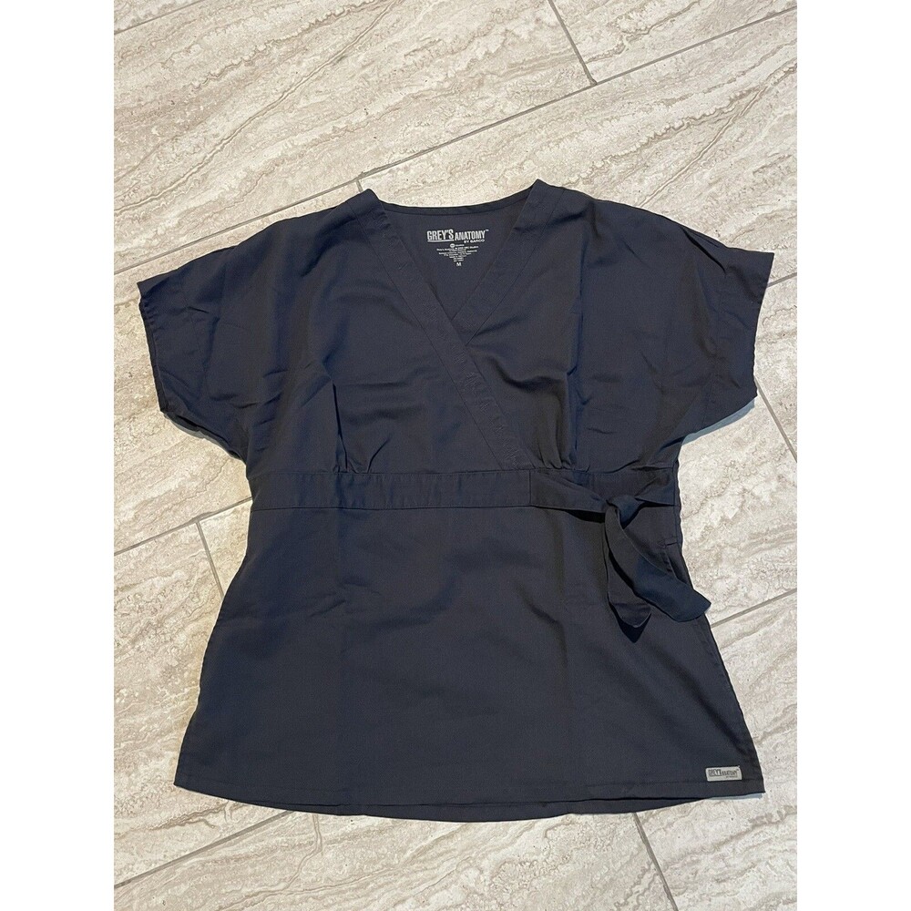 Grey’s Anatomy Kimono Heartline Wrap Scrub Top Steel Gray 41154 Size Medium
